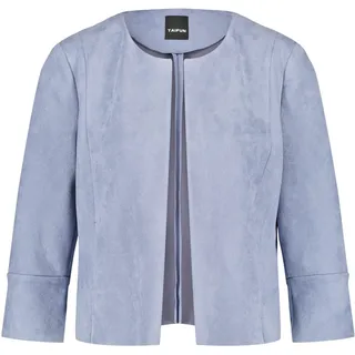 Taifun Damen Blazerjacke mit Velours-Touch 3/4 Arm, mit Schlitz Blazer Langarm gefüttert Blazerjacke unifarben Foggy Air 42