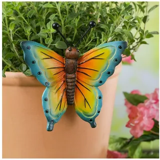 MARELIDA Tierfigur Blumentopfhänger Schmetterling Dekofigur Topfhänger Gartenfigur 11cm (1 St) bunt
