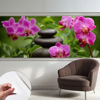 Selbstklebende Tapete - Wanddekoration Wohnzimmer - Tapete Schlafzimmer Orchideen Und Steine 250x104 Cm