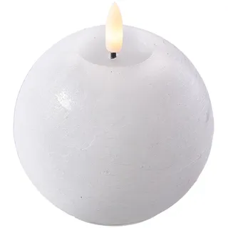 LED Kugelkerze D10cm Wax frosted weiß