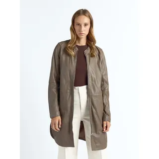 Ledermantel MAZE "4202040", Damen, Gr. XXL, braun (mud), Obermaterial: 100% Lammleder. Futter: 100% Polyester, Mäntel