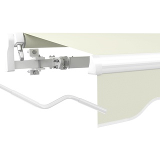 paramondo Gelenkarmmarkise Basic 2000 Markise Sonnenschutz Sichtschutz für Balkon & Terrasse, Vollständig zusammengebaut, 350 x 300 cm (Breite x Ausfall), Uni Creme-Weiß