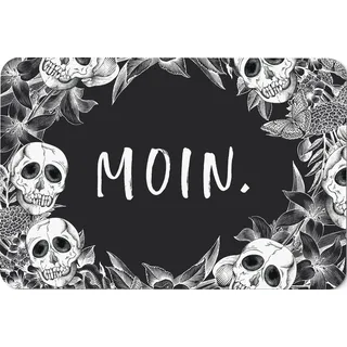 Tassenbrennerei Fußmatte mit Spruch: Moin - Totenkopf Türmatte lustig für Innen - Made in Germany