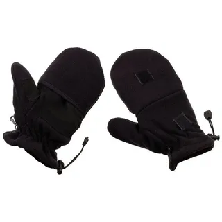 MFH Fleecehandschuhe Fleece-Faust-Fingerhandschuhe, schwarz, mit Ausziehschlaufen L schwarz L