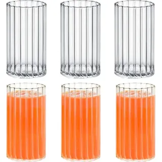 Wilmax Geriffeltes Glas 250 ml 6er Set WL-888624/A6 - Transparent