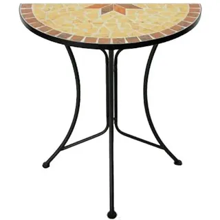 Mosaik Beistelltisch 70x60cm - Metall Dekotisch Gartentisch Balkontisch halbrund