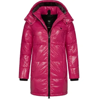Ragwear Warmer Damen Wintermantel Shiny Steppmantel aus glänzendem Material mit Kapuze Roobie Long YOUMODO Fuchsia Gr. M - M