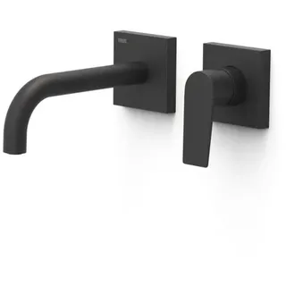 Tres Project-tres Fertigset Waschtisch-Wandarmatur 21130021NM Unterputz,180mm Auslauf, schwarz matt