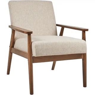 Beliani Sessel Esrum Stoff 70 x 70 x 70 cm Beige/Dunkelbraun gepolstert