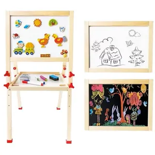 Bino & Mertens Magnettafel Magnetische Tafel – Umklappbare Kreidetafel, (spar-packung, 61-tlg., packung), für Kinder Höhenverstellbar und platzsparend beige