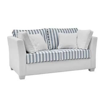 furn.design Couch 2-Sitzer Creme/Blau