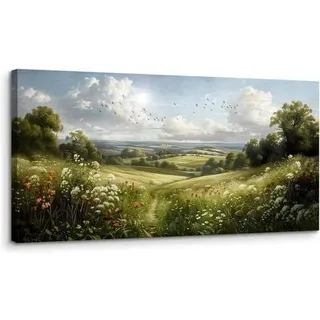 Leinwandbild 50x100 cm Kunstdruck Sonniges Feld 100L x 50B cm