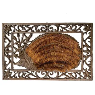 Aubaho Dekoobjekt Fussmatte Landhausstil Igel Antik Eisen Fussabtreter Türmatte braun