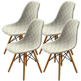 LuxusKollektion Stuhlhusse Stuhlhussen 4er Set Beige