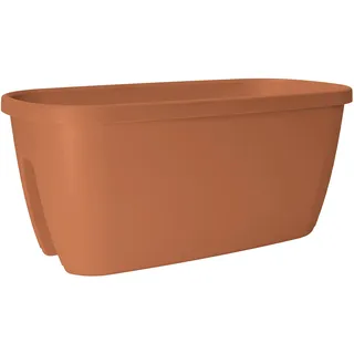 POETIC/EMSA - Geländertopf für den Außenbereich - Pflanzgefäss für Balkongeländer - Mit Selbstbewässerungssystem - Farbe Terrakotta - L.59,8 x B.29,6 x H.26,2 cm - 21 Liter