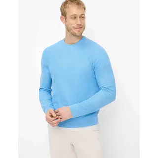 Rundhalspullover BRAX "Style RICK", Herren, Gr. XXXL (58/60), türkis, Strick, 44% Baumwolle, 36% Leinen, 20% Polyester, Rundhals, Pullover Rundhalspullover