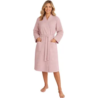 Morgenstern Bademantel Damen Leicht 100% Baumwolle OEKO-TEX® Waffelstoff Waffelpique Waffelmuster Paula Rosa XL - XL