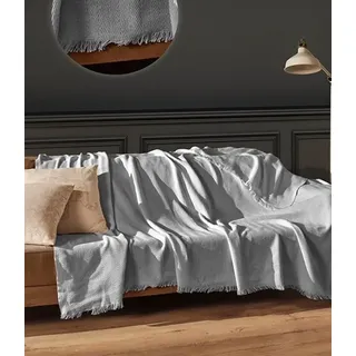 Wohndecke Wohndecke Mea in Hellgrau 100% Biobaumwolle, Sandiik grau