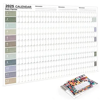 XXL Jahresplaner 2025 Wandkalender (74.2 x 52.5 cm) GEFALZT in Poster Größe. Querformat, gefaltet:Wandplaner, Jahreskalender, Plakatkalender. 1 Stück