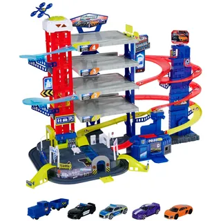 Majorette Super Chase Center - 5-stöckiges Parkhaus mit Spielzeugautos, Zug, Aufzug, Licht & Sound, Auto Spielzeug ab 5 Jahren - 212059984