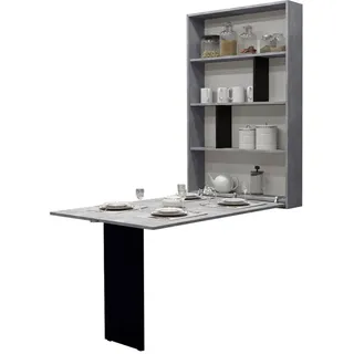 Mirjan24 Wandklapptisch, Grau, Schwarz, Holzwerkstoff, Rechteckig,Rechteckig, 85x203x19 cm, Esszimmer, Tische