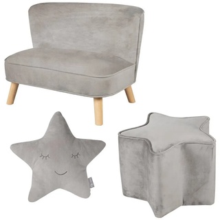 roba® Kindersitzgruppe »Bundle "Lil Sofa" – Kindersofa, Hocker & Dekokissen in Sternenform« grau|silberfarben