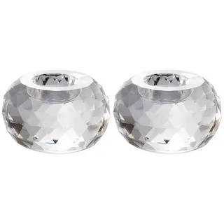 MAGICSHE Teelichthalter Kristall Ball Kerzengläser für Teelichter, Deko für Esstisch, Hochzeit (2 St) weiß Ø 6 cm x 6 cm x 4 cm