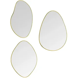 Spiegelset, Gold, Glas, 3-teilig, 28x22x0.4 cm, senkrecht und waagrecht montierbar, Spiegel, Wandspiegel