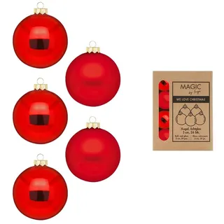 inges magic & goodz 24 Stück in Kartonbox Christbaumkugeln Weihnachtsbaumkugeln rot