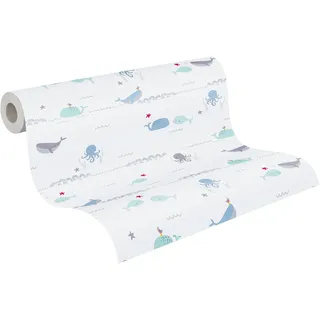ascreation Little Love Vliestapete 53 cm x 10 m PVC-frei blau/grau/weiß/grün/rot 381301