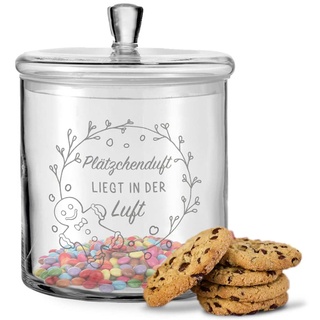 GRAVURZEILE Leonardo Keksglas mit Gravur - Plätzchenduft Design - Keksdose Bonbonglas mit luftdichtem Deckel - als Geschenk für Freunde und Familie zu Weihnachten als Aufmerksamkeit