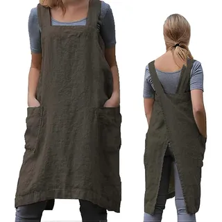 Gartenschürze, Damen-schürze Mit Gekreuztem Rückenteil Und Taschen, Japanische Schürze Für Gartenarbeit, Kochen, Malen Und Backen