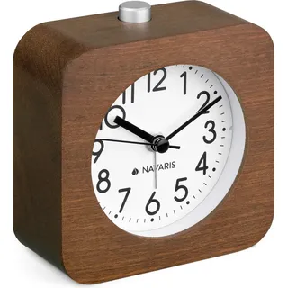 Navaris Analog Holz Wecker braun