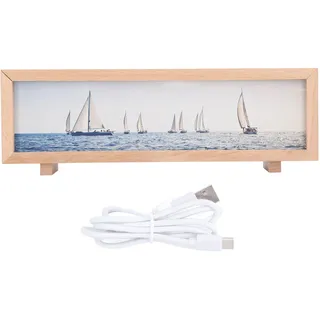 Dimmbare Led-nachtleuchte, Segelboot-design Aus Holz Und Acryl, Kabelloses Ladegerät, 15 W, Dekorative Tischlampe Fürs Schlafzimmer, Skandinavisches Design