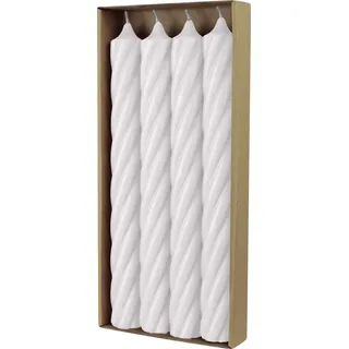 Stabkerzen aus Paraffin, RUSTIC TWIST, 250/28 mm, Wollweiß, WENZEL, Brenndauer ca. 16h, 4 Stück pro Verpackung
