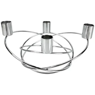 Online-Fuchs Kerzenhalter für 4 Stabkerzen - moderner Kerzenständer, Adventskranz aus Metall (Silber oder Gold, Swing), modern und zeitlos im Design silberfarben