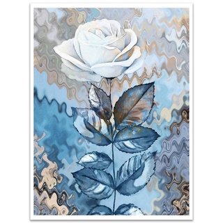 wandmotiv24 Poster Bild, Malerei, Rose, Kunst & Gemälde (1 St), Wandbild, Wanddeko, Poster in versch. Größen blau 80 cm x 60 cm x 0.1 cm