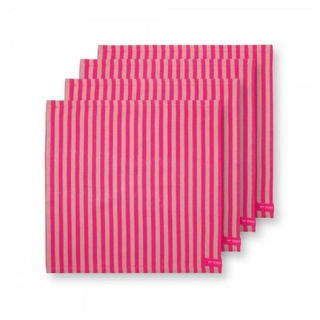 PiP Studio Serviettenhalter Stoffservietten-Set Stripes Pink (40x40cm) (4-teilig)