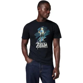 Nintendo Herren Breath of The Wild Zelda Paint T-Shirt, Schwarz, Klein - S