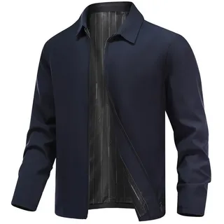 Allthemen Bomberjacke Herren leichte Herbstjacke mit Reißverschluss Harrington Jacke Sommer blau 4XL