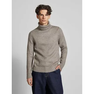Strickpullover mit Rollkragen und Viskose-Anteil, Mittelgrau, XXL