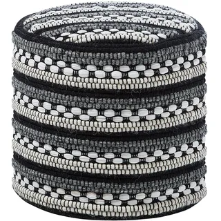 Beliani Pouf GUNTUR Wolle 41 x 41 x 41 cm Schwarz/Weiß
