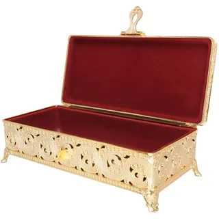 Metall-Schmuckkästchen, Anti-Fading-Rechteck-Vintage-Schmuckkästchen für Halskette und Ringe (Gold)