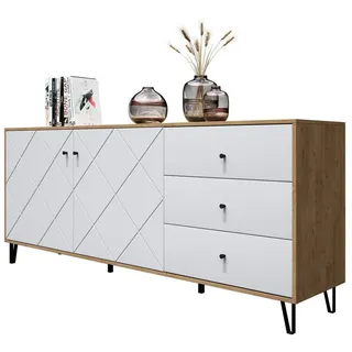 Newroom Sideboard Loya, Wildeiche Sideboard Modern Industrial Highboard Anrichte Wohnzimmer braun