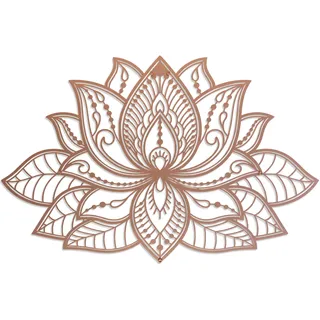 Colorfull Worlds 3D Mandala Metall Wanddekoration | Lotusblume Dekoration für Zuhause | Schlafzimmer Metall Wandkunst|Büro Dekor | Wohnzimmer Dekor | Neujahr Geschenk | (67 x 43 cm, Kupfer)