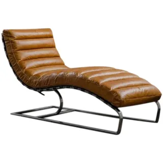 KAWOLA Relaxliege | Echtleder Designerliege in Vintage Optik | liegen Lounge für Wohnzimmer | Tantra- und Couchliege | Indoor | Relaxliege Leder - Braun