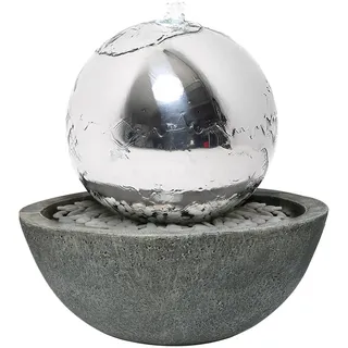 Köhko 30 cm Kugelbrunnen 21008 aus Edelstahl mit LED-Beleuchtung und Harzbecken