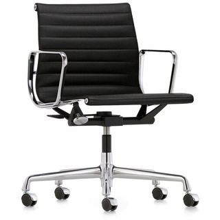 Vitra Bürodrehsessel Alu-Chair Stoff schwarz, Designer Charles & Ray Eames, 83-95x58x56-65 cm