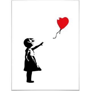 Poster WALL-ART "Graffiti Bilder Girl with the red balloon" Gr. B/H/T: 120 cm x 150 cm x 0,1 cm, Menschen, 1 St., bunt Poster ohne Bilderrahmen