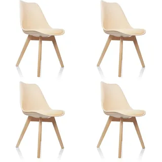 HJH Office Schalenstuhl SCANDI Kunststoff beige 4er Set
